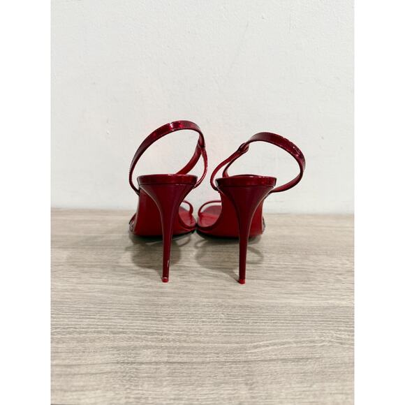 Christian Louboutin Rosalie Patent Leather Stilettos Strappy Sandals Red EU 37.5 - Picture 6 of 8